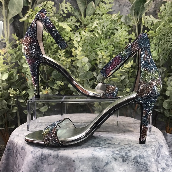 Brash Iridescent Crystal Crush One-Band 3.5” Heels w/Ankle Straps WMS 8M✨NEW✨ - Picture 5 of 9